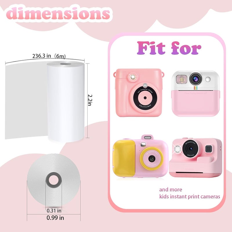 Phetium 25 Rolls Kids Camera Instant Print Refill Paper Set, HD Printing Thermal Paper for Most Kids Instant Camera Photo Print (White-25 Rolls) - Image 3